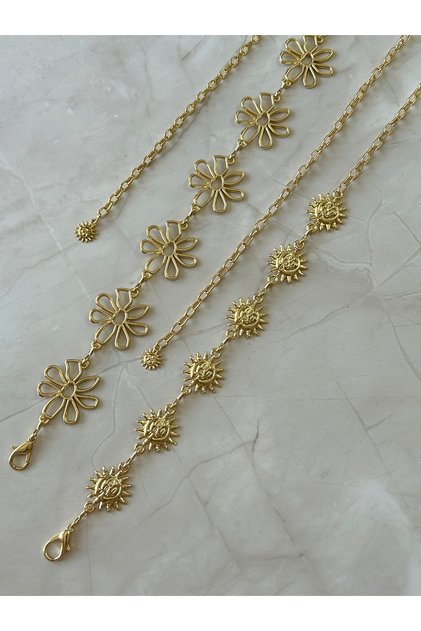 Flower - Sun Figured 2 Pieces Body & Waist & Dress & Pants & Skirt Chain Belt Set