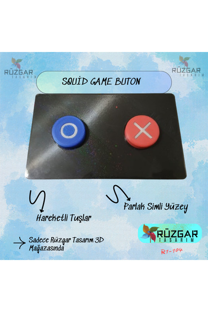 Squid Game X O Buton Oyuncak 2. ve 3. Sezon Düğme Simli Parlak Yüzey 17x10 cm