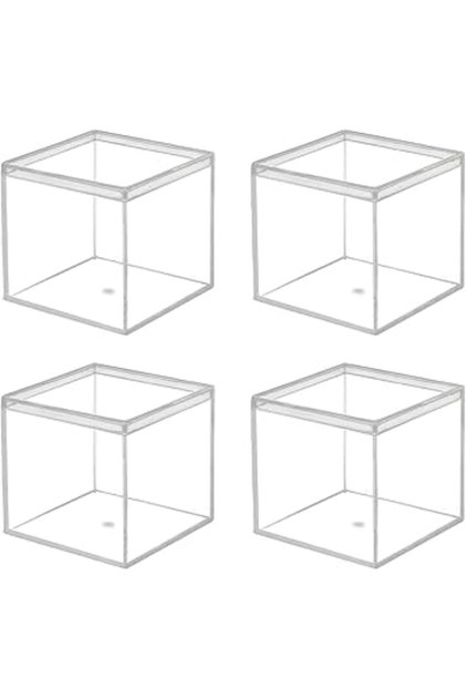 4-Pack Clear Acrylic Cube Boxes with Lids – 2.2" Storage Containers for Candy, Pills & Small Jewelry