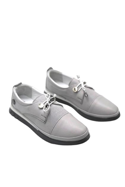 (İzlife) Genuine Leather Thermo Non-Slip Sole Casual Women's Shoes Gray