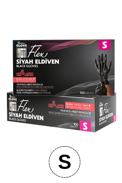 Flex Tpe Hibrit Pudrasız Siyah Eldiven S Beden