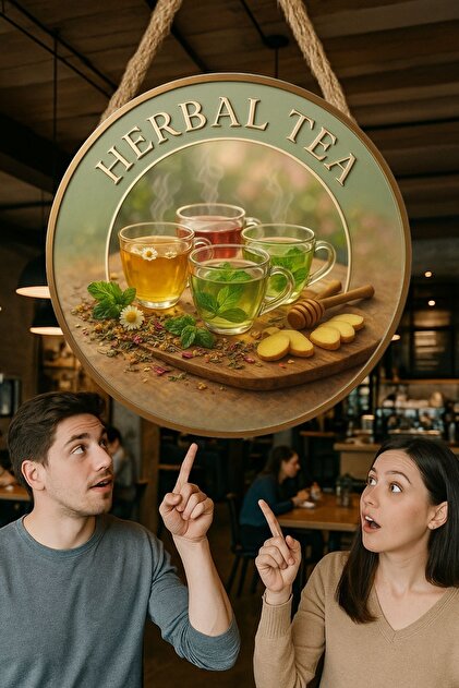 Nod Herbal Tea Temalı Kapı Süsü Tablosu – Bitki Çayı Konseptli