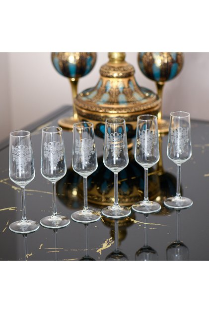 Elegant Set of 6 Coffee Side Glasses Goblet 190 Cc