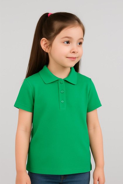 Girl's Polo Neck Short Sleeve School and Daily Use T-Shirt