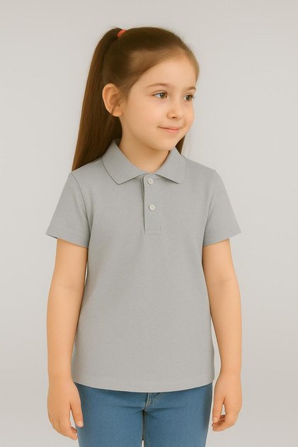 Girl's Polo Neck Short Sleeve School and Daily Use T-Shirt