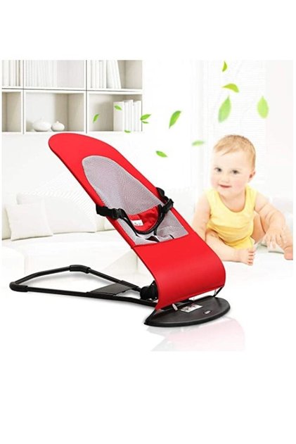 Baby Balance Bouncer Balance Chair Alloy Baby Bassinet Bed Lightweight Folding Crib Cradle Red