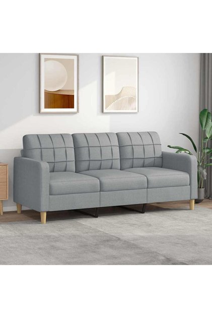 3-Seater Sofa Light Grey 180 cm Fabric