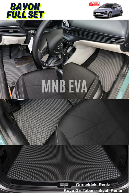 Hyundai Bayon 2021-2025 Paspas ve Bagaj Havuzu Seti (Metal Topukluklu, Logolu , A+ EVA, Hücreli)