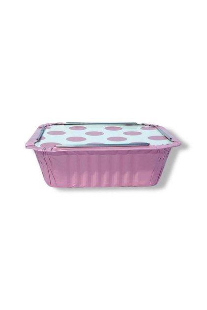 Small tin food containers with lid, pink color (10 pieces)