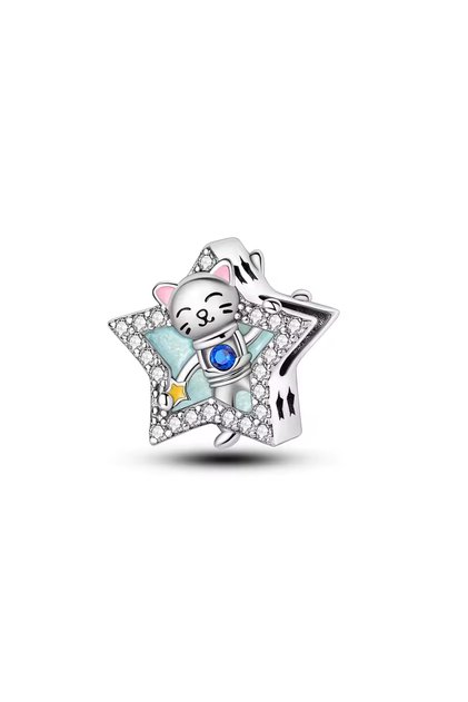 Astronomer Cat Silver Charm
