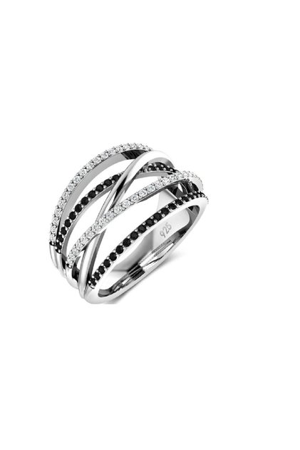 Inel Diora, Hot Cross Twist, silver/negru