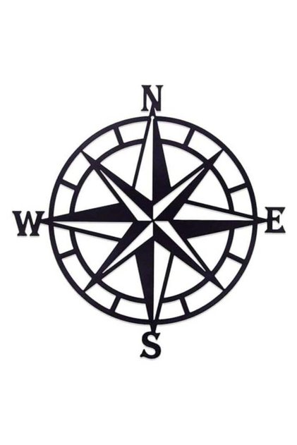 Wooden Wall Art With Self Adhesive Base - Black (Nautical Compass)