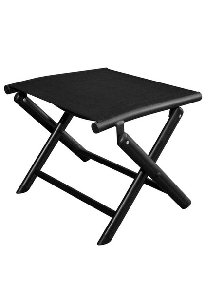 Folding Footstool Black Aluminium and Textilene