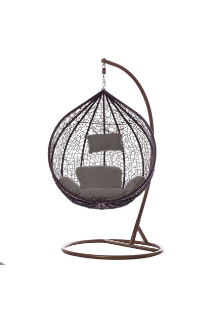 Balansoar tip cuib, scaun suspendat, maxim 130 kg, cocon negru și perne gri, JollyMag, KR23