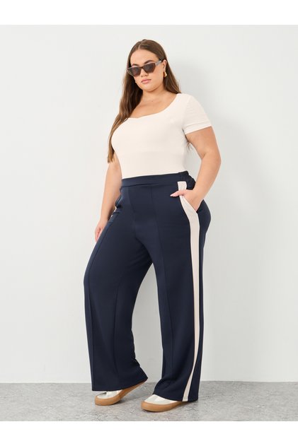 Plus Scuba Joggers with Contrast Side Seam Panel