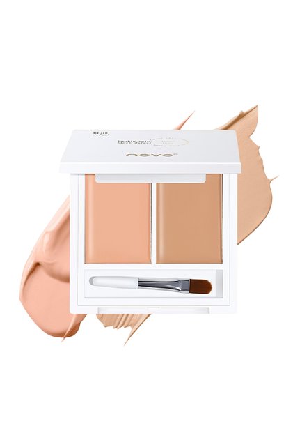 Double Color Concealer Palette with a Brush, Lightweight 2 Colors Foundation and Concealer Palette