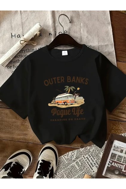 TRICOU OVERSIZE CU GULER ROTUND IMPRIMAT OUTER BANKS