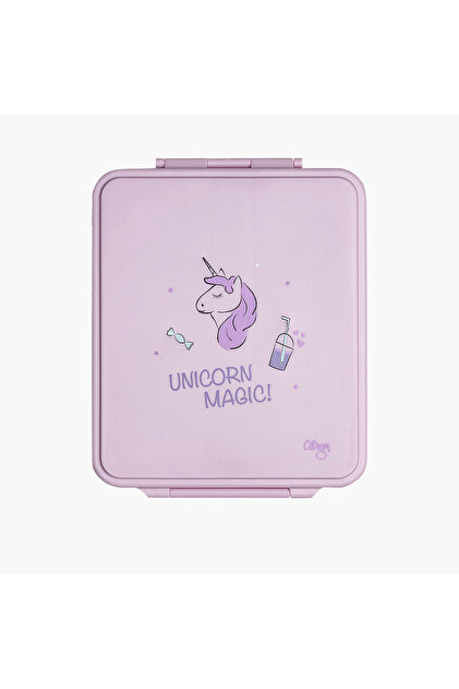 Unicorn Print Sectioned Lunch Box with Clip Lock Lid6 -Month Warranty
