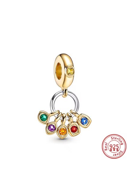 Silver Gold Color Marvel Infinity Stones Charm with Hanging Stones