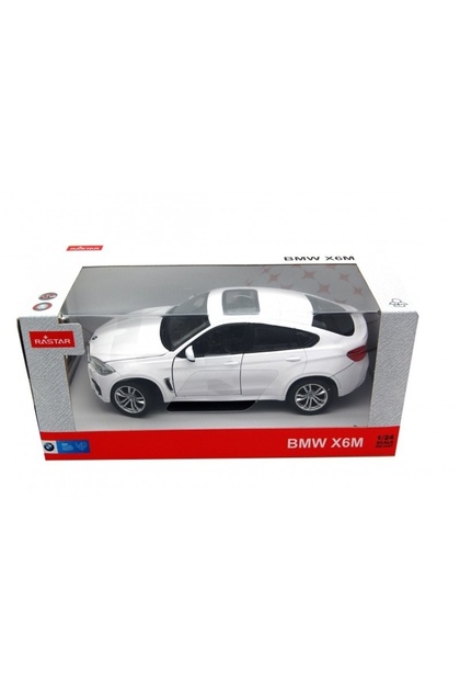 BMW X6m biele kovové auto v mierke 1:24
