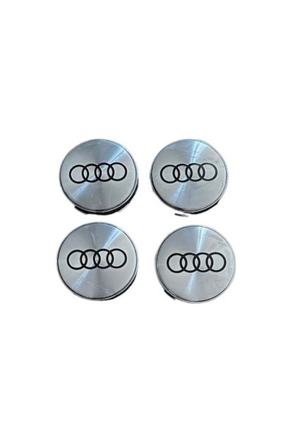 Set de 4 capace de jantă 60 mm argintii/negre, compatibile/înlocuitoare pentru jante din aliaj