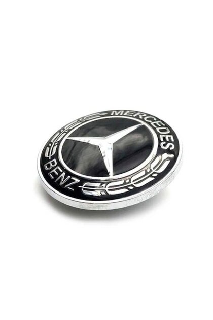 Έμβλημα καπό Mercedes 57 mm μαύρο/ασημί συμβατό με W204 W124 W201 W202 W212 W220 W205 GLA CLA