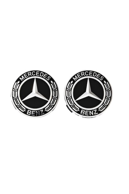 Set 2 capace centrale negre pentru jante din aliaj Mercedes-Benz, 75 mm