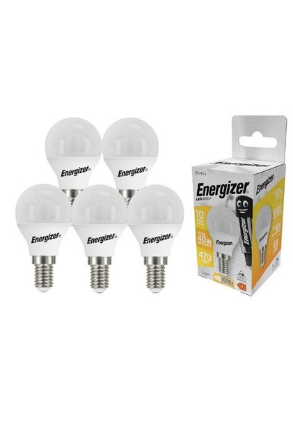 Set 5 becuri LED mini Energizer, 4.9W, E14, 470 lumeni, 3000K, lumină caldă, clasa energetică F