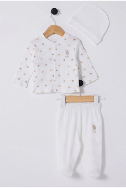 U.S. Polo Assn. Baby Boy 3-Piece Set with Booties