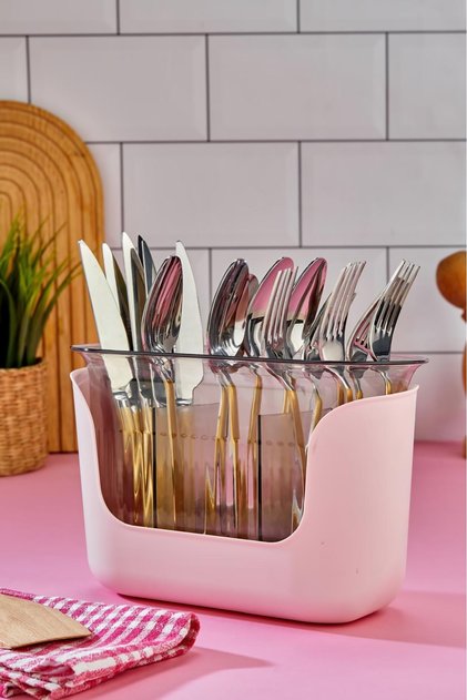 Countertop Divided Spoon Knife Stand - Cutlery Knife Holder Organizer - Fruit Bowl