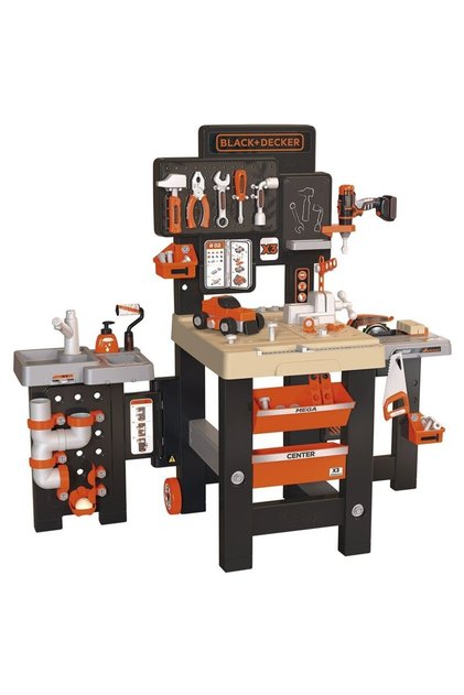 Banc de lucru, Smoby, Black+Decker, Cu diverse unelte si elemente de bricolaj, Pliabil