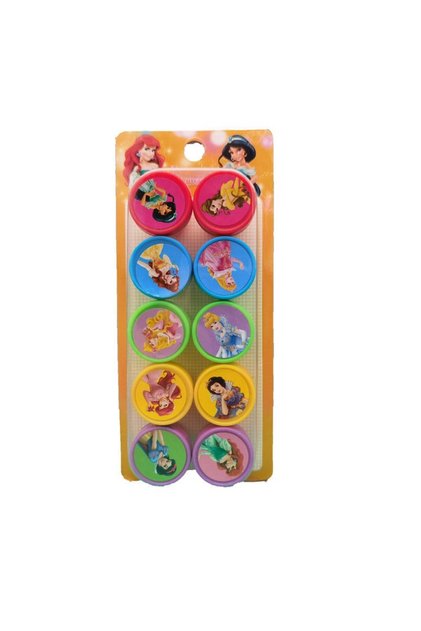 Set de 10 ștampile, Flippy, pentru copii 4-6 ani, model prințese desenate, multicolore