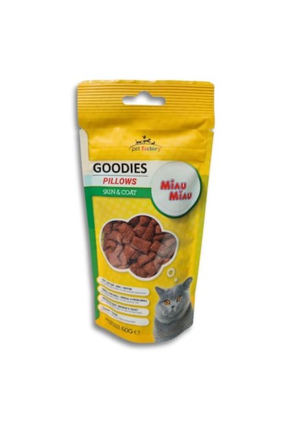 Perne delicioase pentru piele și blană Recompensă pisici Miau Miau Goodies 60g – Perne delicioase pentru piele și blană, cu Omega 3