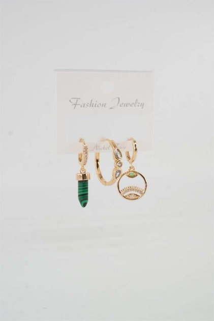 Women's Vip Series Zircon Stone Eye Figured Set of 3 Earrings