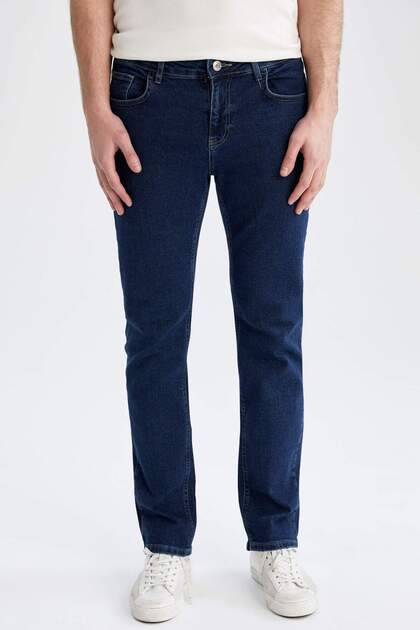 Pantaloni slim fit din Lycra închis la culoare pentru bărbați