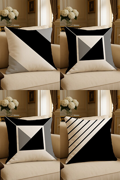 Special Design Digital Print Decorative Cushion Cover 43x43 cm Reversible 4-Piece Set