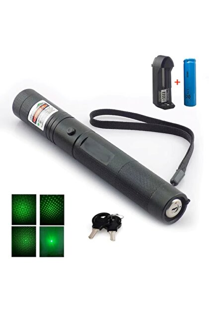 Laser Pointer Verde, Rază 10 km, Acumulator și Încărcător Inclus, Negru