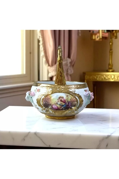 Zuccara Maison El İşçiliği Altın Yaldızlı Porselen Dekoratif Kase