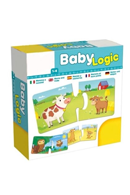 Set 16 Puzzle de asociere din 2 piese mari, Mama si Puiul