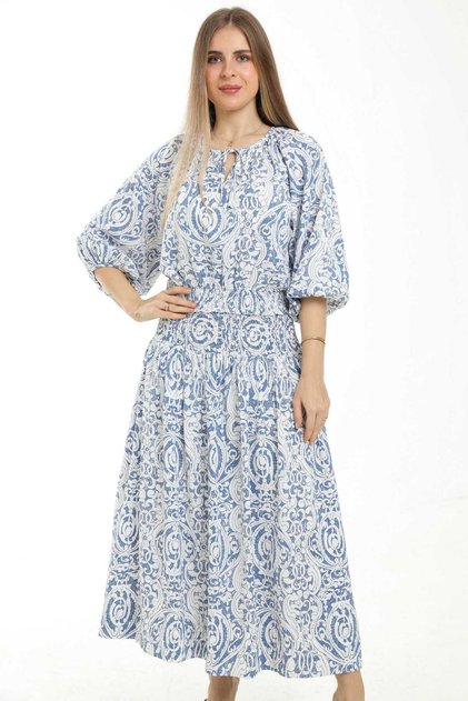 Women's High-Waisted Printed Midi Skirt