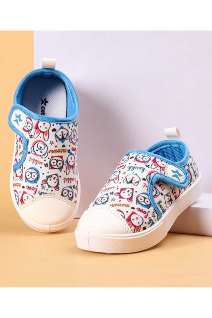Cute Walk by Babyhug Casual Shoes with Velcro Closure & Animal Print - Blue