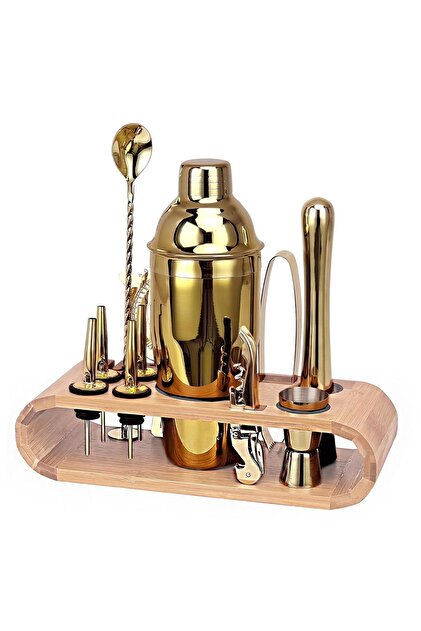 Weather Forecast Ahşap Standlı 12 Parça Gold Çelik 750 ml Shaker