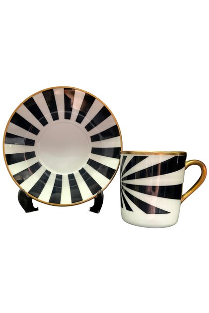 Handmade 4 Piece Porcelain Turkish Coffee Cup Set for 2 People Çarkıfelek Series