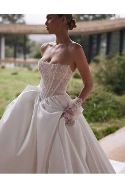 chinese dress ladies Ivory Satin Formal Dresses with Beaded Lace, Half Sleeve & High Neck