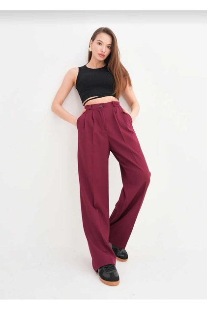 Women's Pleated Fabric High Waist Palazzo Pants