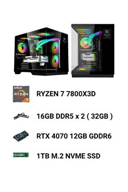 新品ケースゲーミングPC RTX4070/Ryzen 7/新品SSD 1TB⑧ RAMTECH BİLGİSAYAR RTX 4070 12GB + Ryzen 7 5700X | 32GB RAM | 1TB