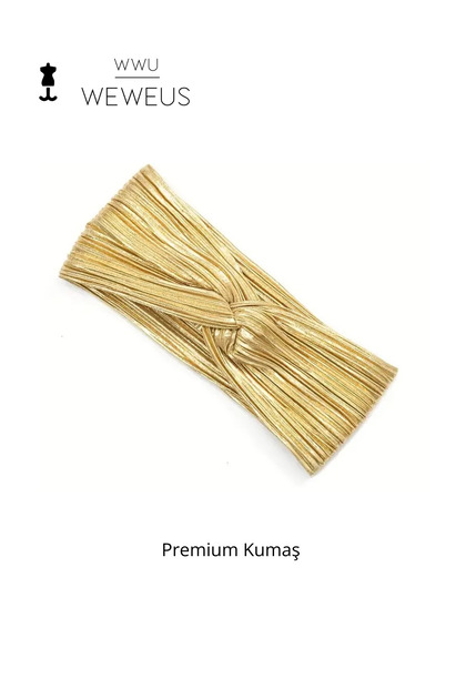 Shiny Gold Gold Color Premium Women's Hair Band Bandana
