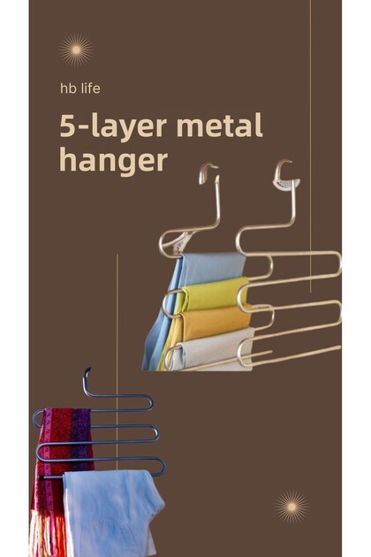 Metal 5-Tier Hanger Wardrobe – Organizer for Pants, Shawls and Shirts | Small Space