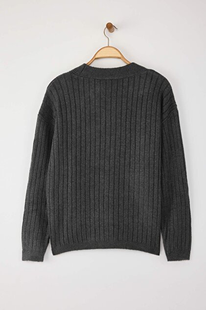 Trendyolmilla Wardrobe Essentials Antrasit Yumuşak Dokulu Basic