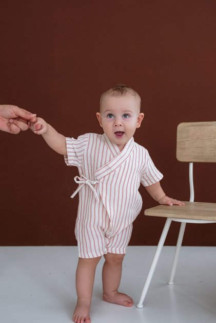 2 Layers Muslin Baby Kids Kimono Romper - Short Jumpsuit | Line Series